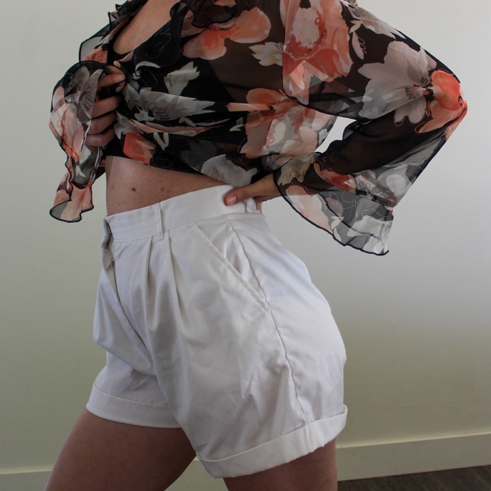 Vintage White High-Waist Women’s Shorts